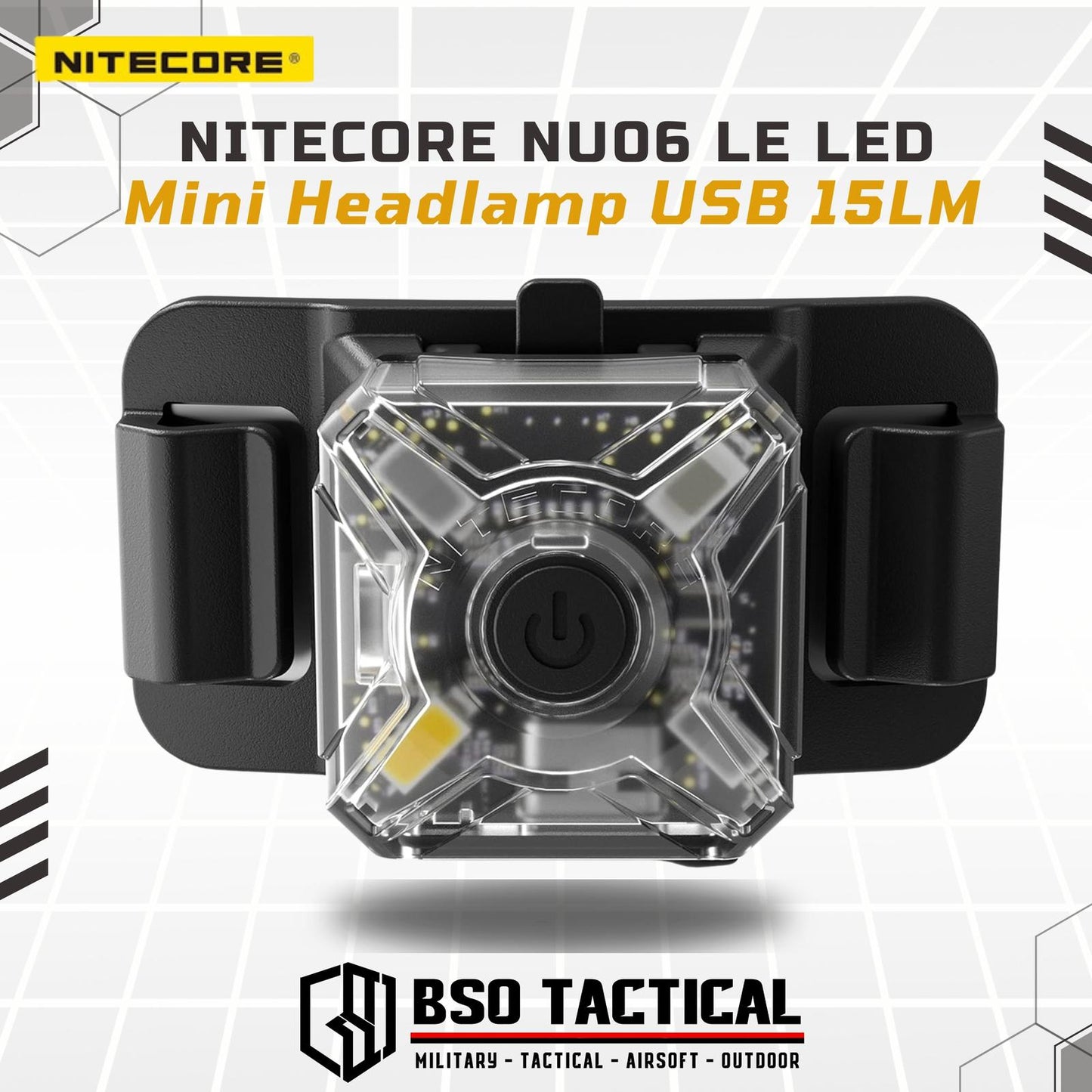Lampu Nitecore NU06 LE LED Mini Headlamp USB 15LM Tactical Signal Lamp