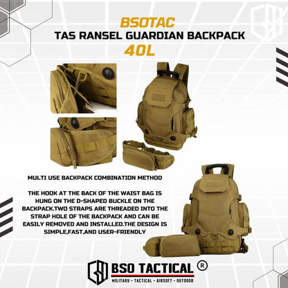 Tas Ransel Guardian Tactical Outdoor Multipurpose Backpack 40L Bag