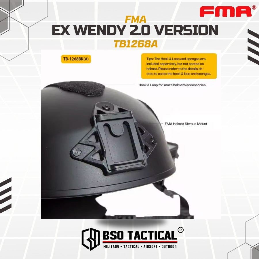 FMA Helmet EX Wendy TWF 2.0 Rail Thick Version Olahraga Outdoor Multifungsi