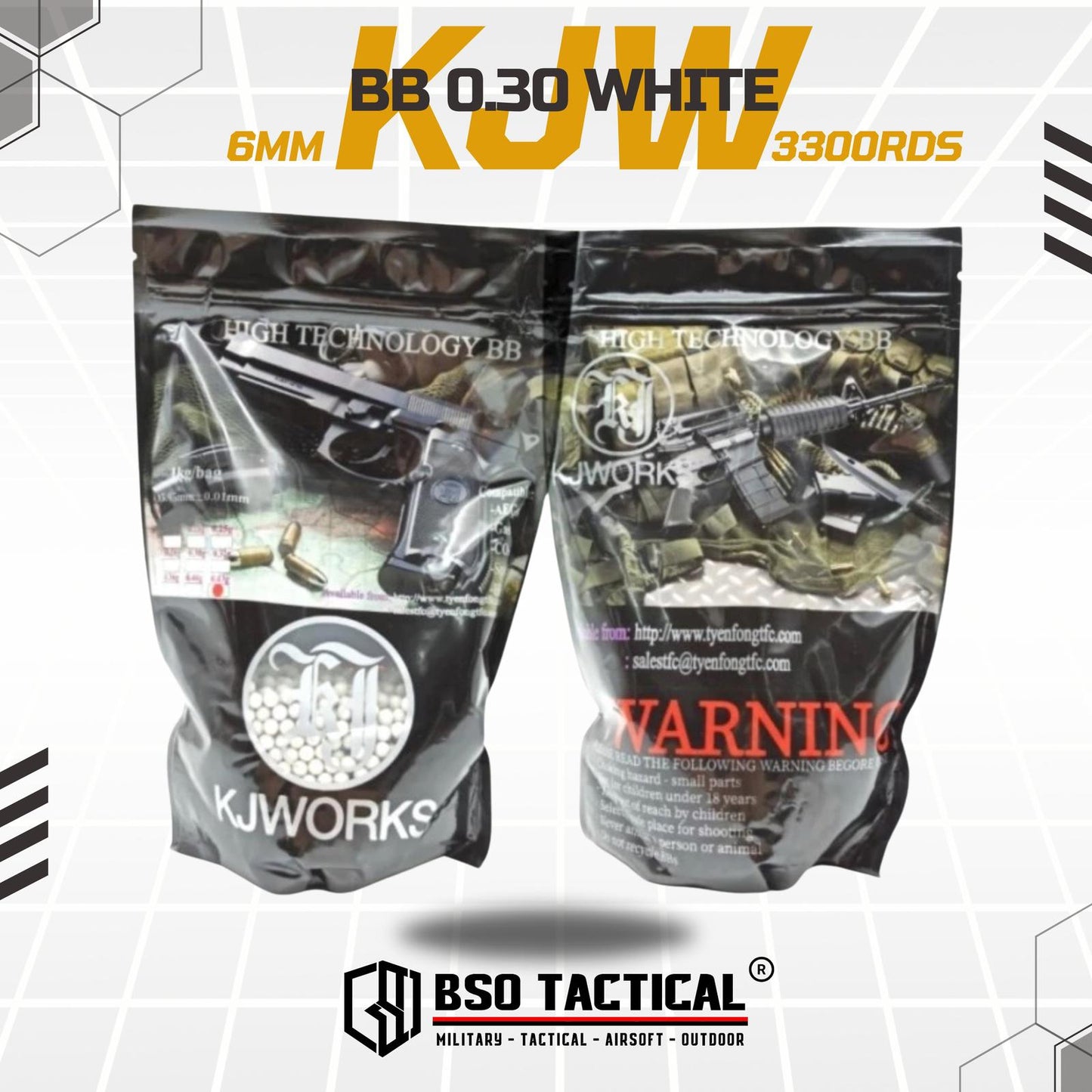 BB Airsoft 6mm KJW 0.30 0,30 3300rds White High Precision Original