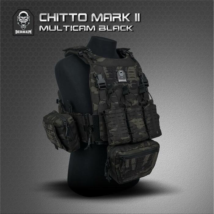 Durhaim Chitto Mark II Plate Carrier Tactical Vest Multicam Black Full Set Rompi Outdoor - ORIGINAL