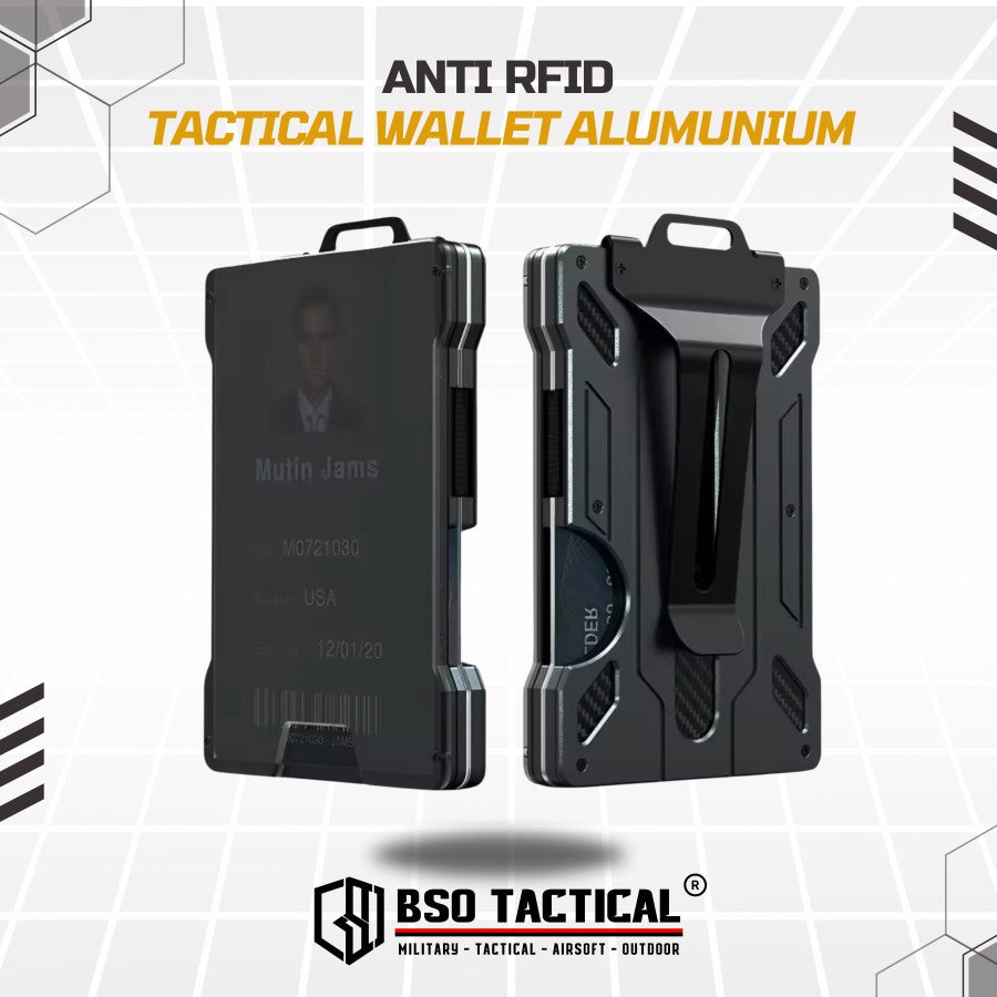 Tactical Magic Wallet Anti RFID Alumunium Card Holder Carbon with Clip Dompet Kartu