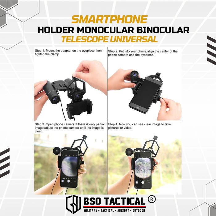 Smartphone Holder Monocular Binocular Telescope Universal Import Alat Penyangga Teropong Camping