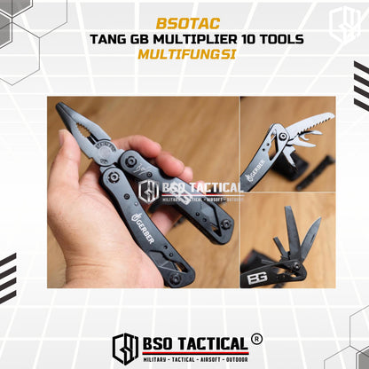 Tang GB Multiplier 10 Tools Butterfly Opening Kit Multifungsi + Bonus Black Stainless Steel