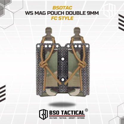 WS Double Pouch FC Style Molle System for 9mm Tactical Dual Slot for MG Flashlight EDC Gear Outdoor