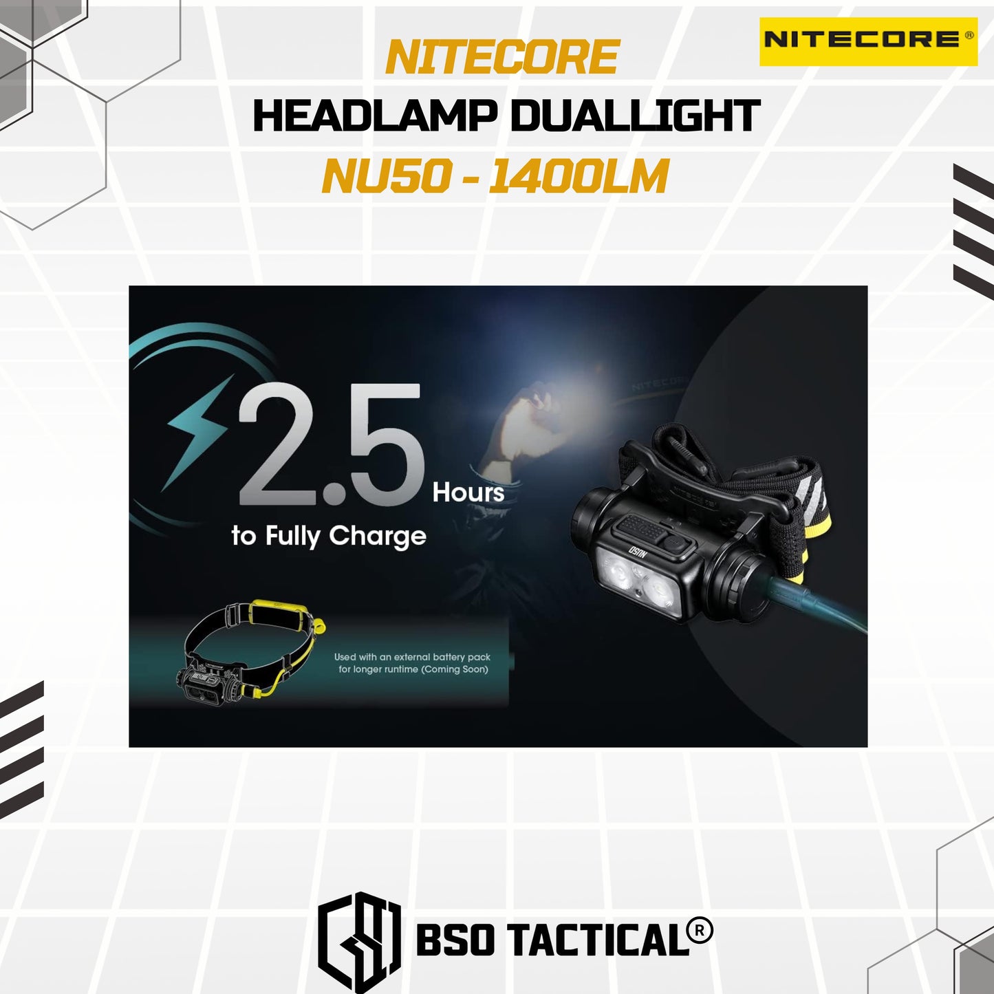 NITECORE NU50 Senter Kepala Headlamp Duallight IP68 1400LM 4000Mah - ORIGINAL