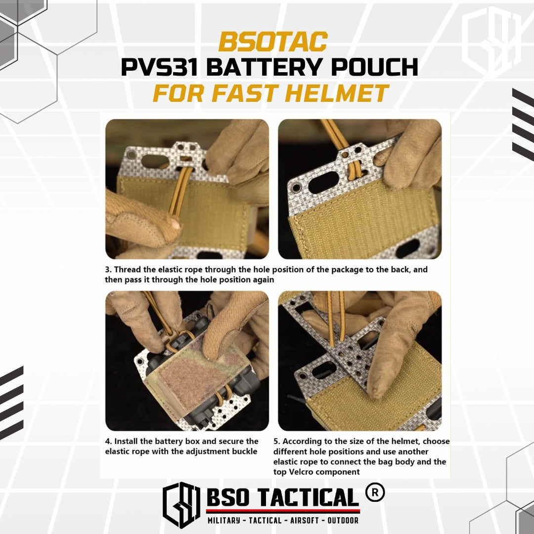 FC Style Tactical Battery Case PVS31 Pouch for Helmet Retention System