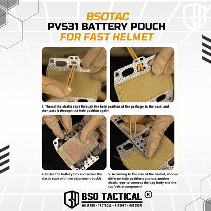 FC Style Tactical Battery Case PVS31 Pouch for Helmet Retention System