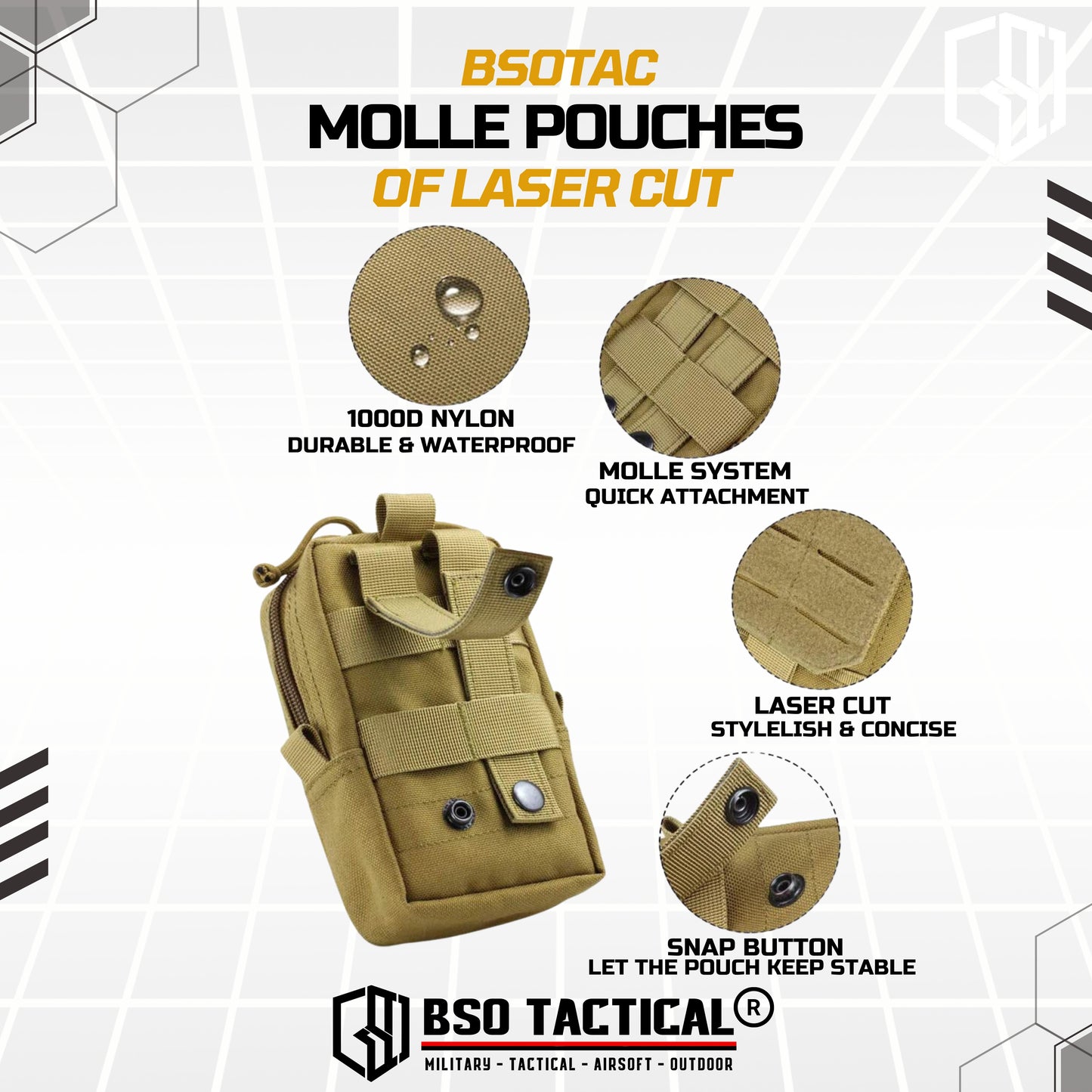 Pouch Tactical Molle Waist Pack EDC Mini Bag Vest Belt - Laser Cut