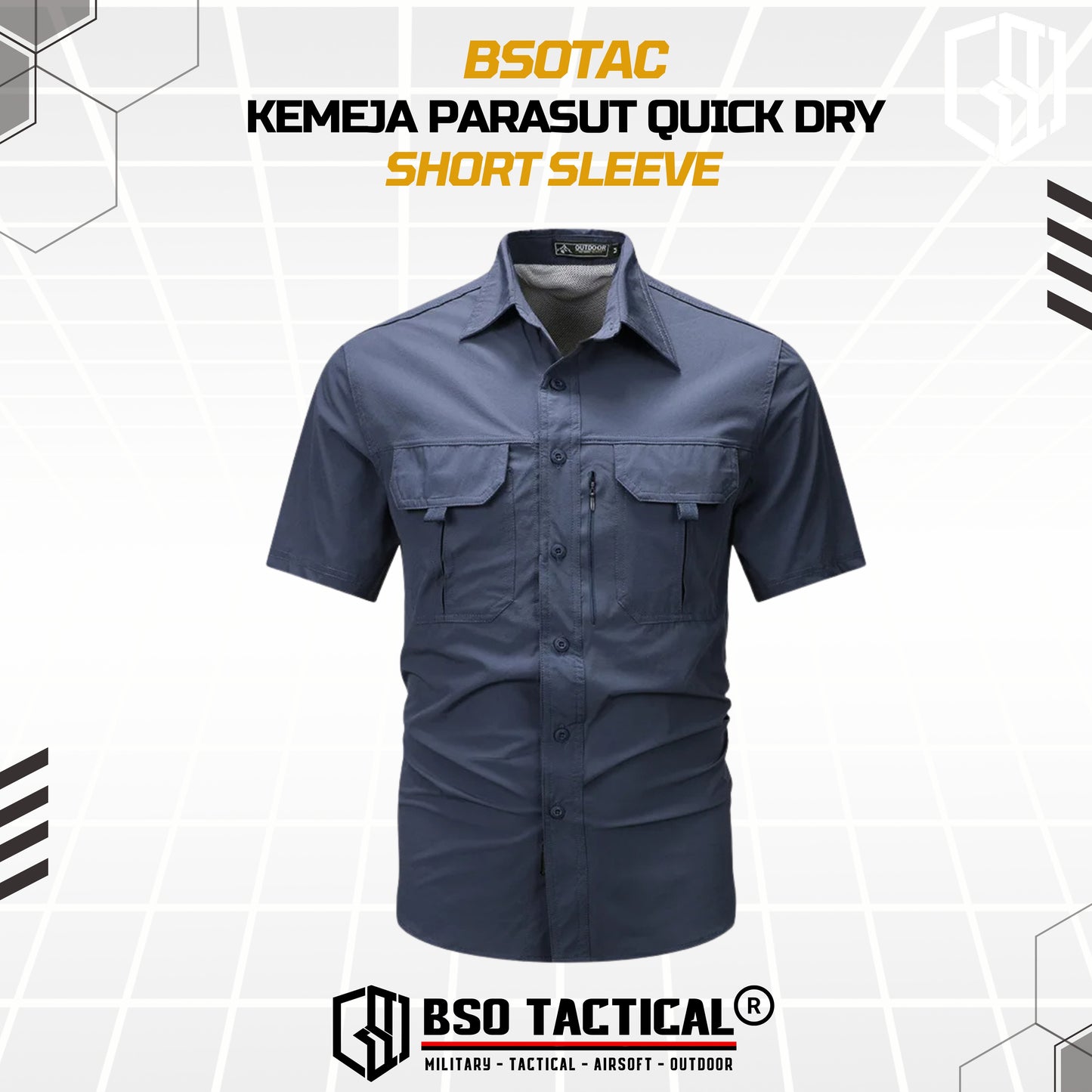 BSOTAC Kemeja Outdoor Lengan Pendek Tactical Short Sleeve Casual Shirt Summer Camping Hiking Quick Dry Baju Army Quick Dry