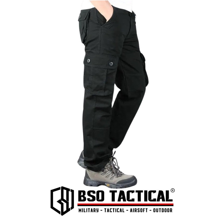 Celana Outdoor Cargo Long Tactical Pants Canvas 6 Pockets Casual Loose Pria Panjang Army