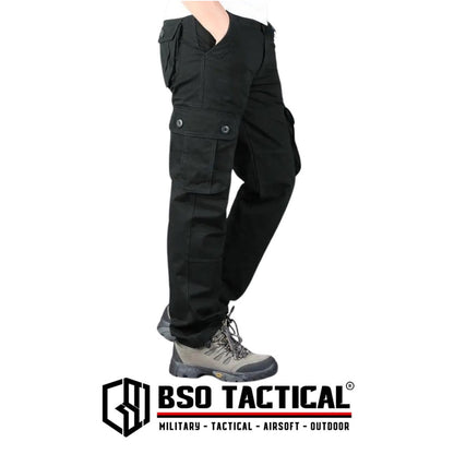 Celana Outdoor Cargo Long Tactical Pants Canvas 6 Pockets Casual Loose Pria Panjang Army