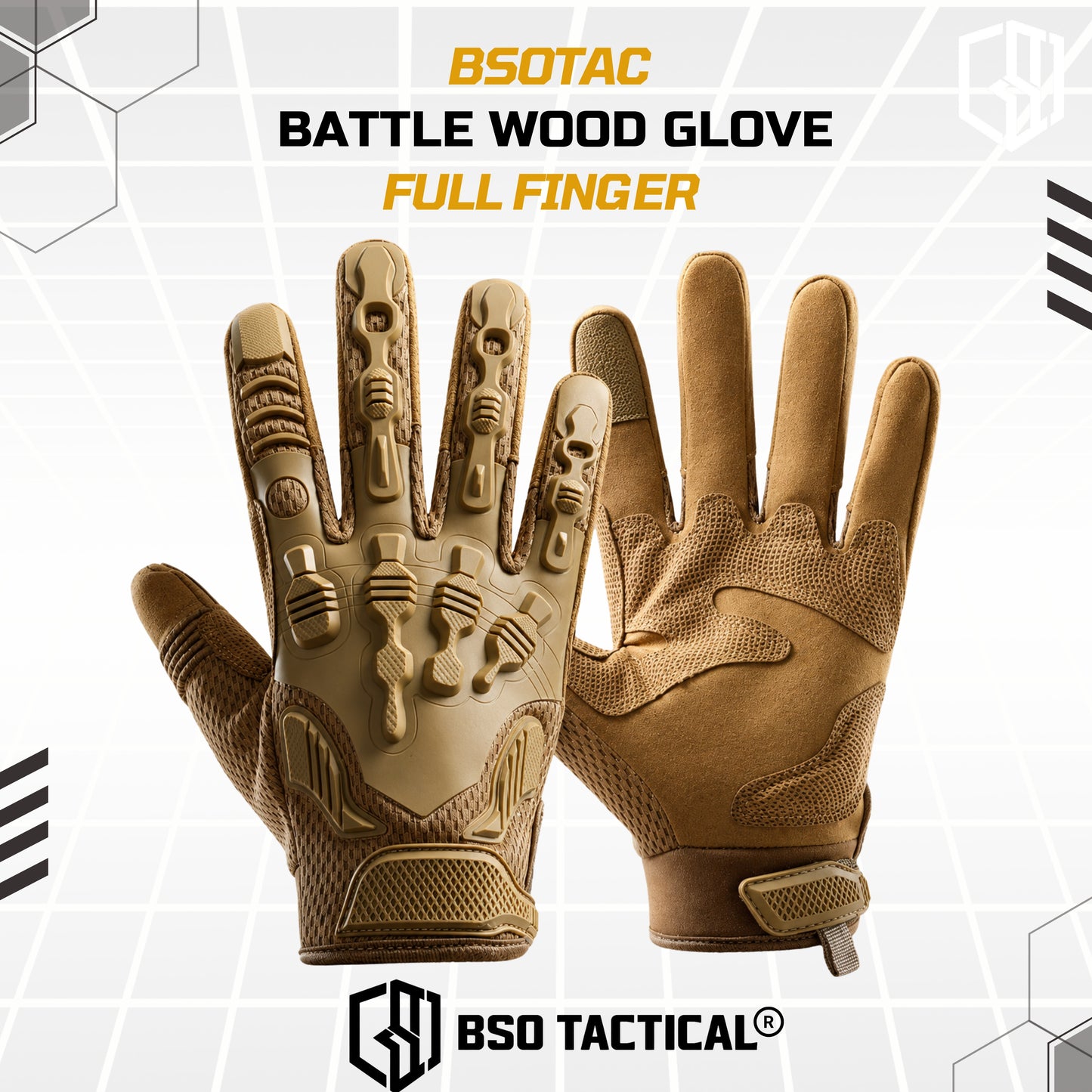 Battle Wood Outdoor Tactical Motorcycle Glove Full Finger Protection Multifungsi - ST1805