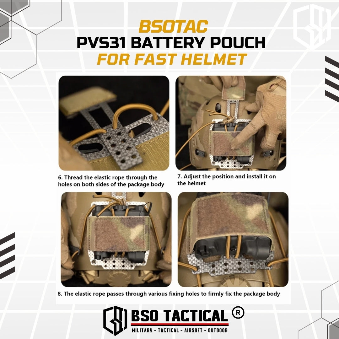 FC Style Tactical Battery Case PVS31 Pouch for Helmet Retention System