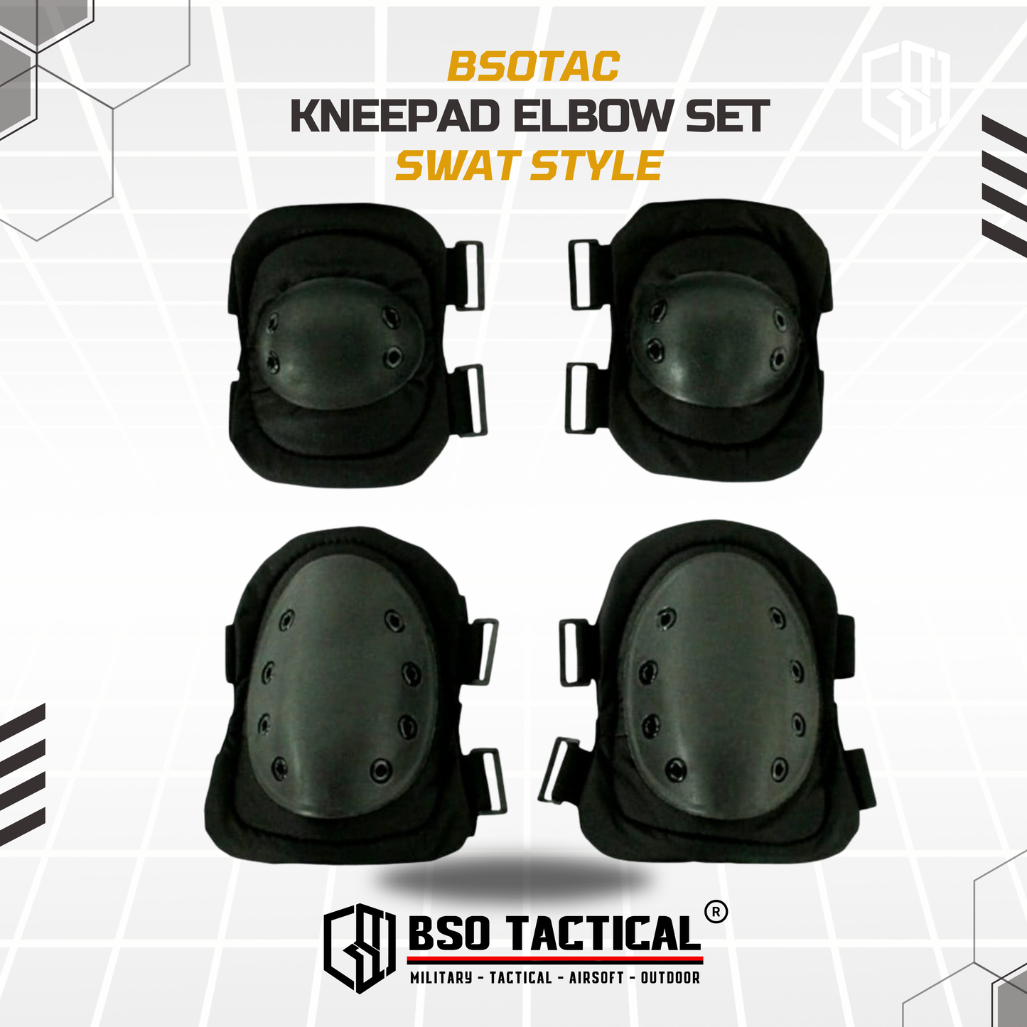 Kneepad Elbow Set Tactical Outdood Pad SWAT Style