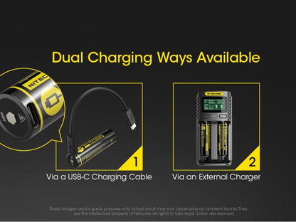 NITECORE Baterai Rechargeable Battery USB-C 18650 Li-Ion 3.7V 3400mAh-NL1834R Batre Led