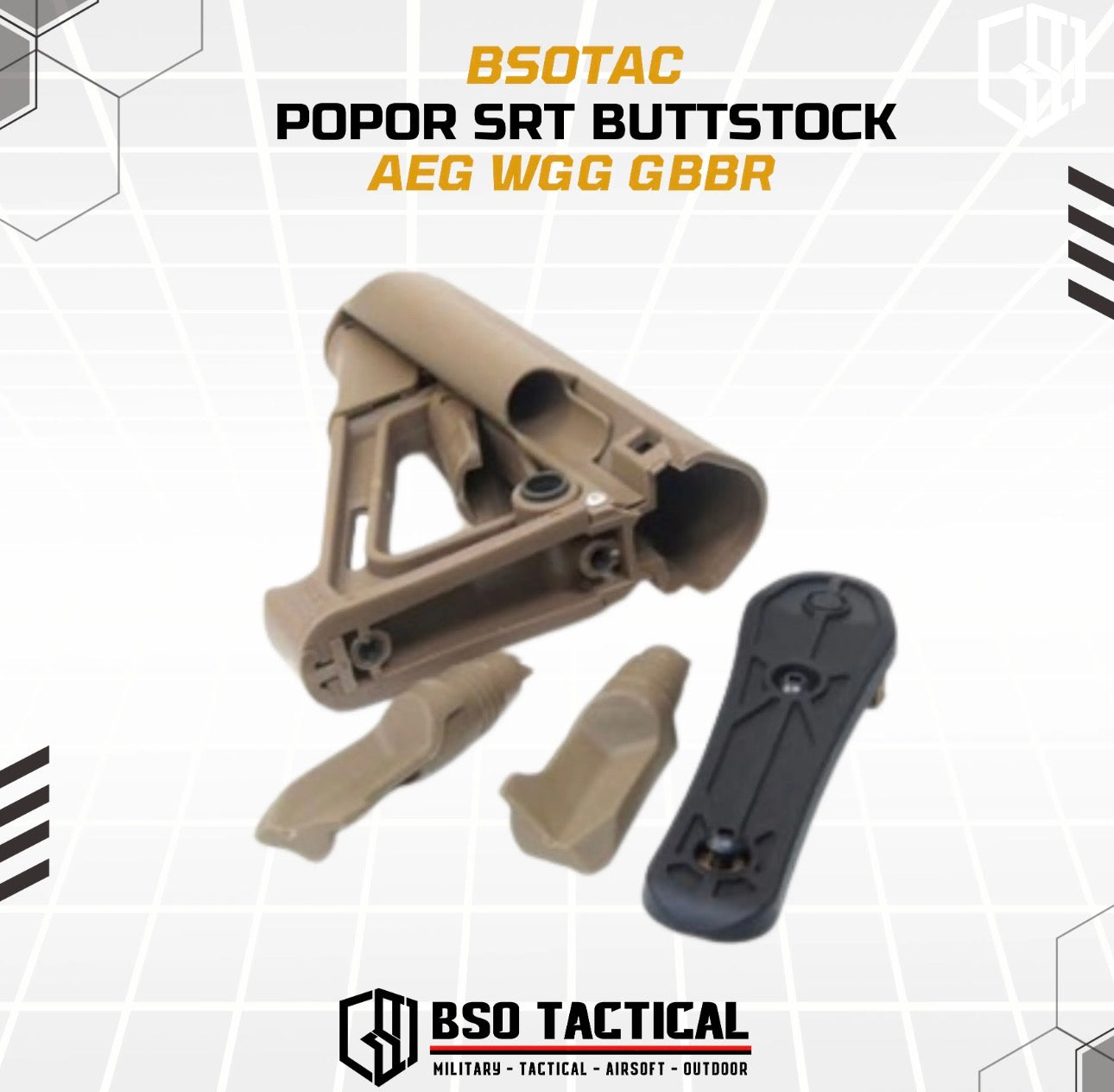 BD Tactical Popor SRT Style Polymer Buttstock Adjustable Position for AEG WGG GBBR