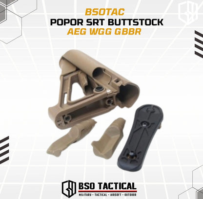 BD Tactical Popor SRT Style Polymer Buttstock Adjustable Position for AEG WGG GBBR