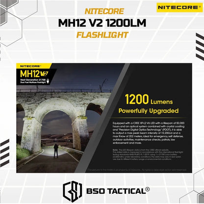 NITECORE Senter MH12 V2 LED CREE XP-L2 V6 1200 Lumens Outdoor Flashlight Baterai Lamp
