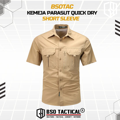 BSOTAC Kemeja Outdoor Lengan Pendek Tactical Short Sleeve Casual Shirt Summer Camping Hiking Quick Dry Baju Army Quick Dry