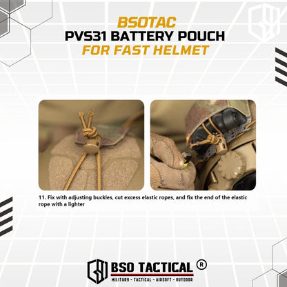 FC Style Tactical Battery Case PVS31 Pouch for Helmet Retention System
