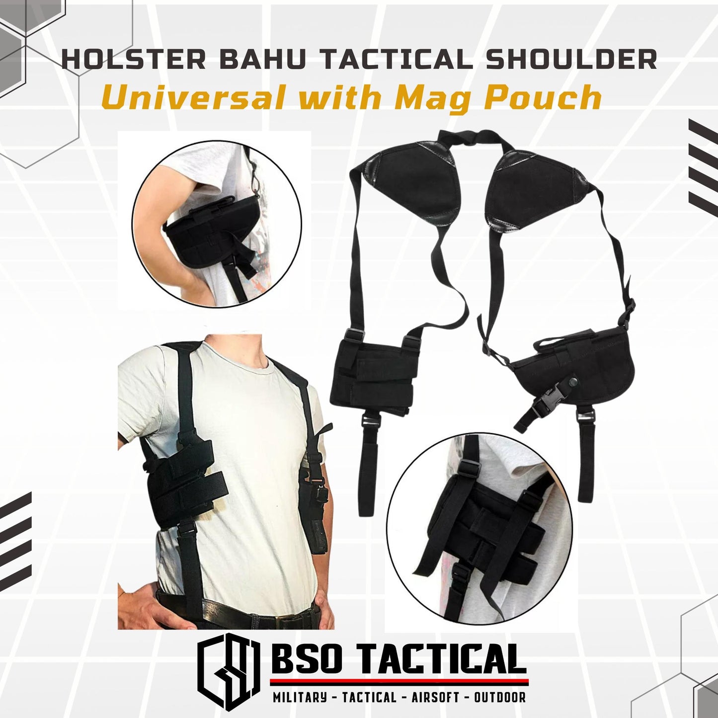 Holster Bahu Tactical Shoulder Universal with Mag Pouch Low Profile