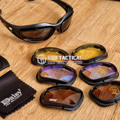 Kacamata Tactical Daisy C5 Outdoor Goggle Sunglasses 4 Lens