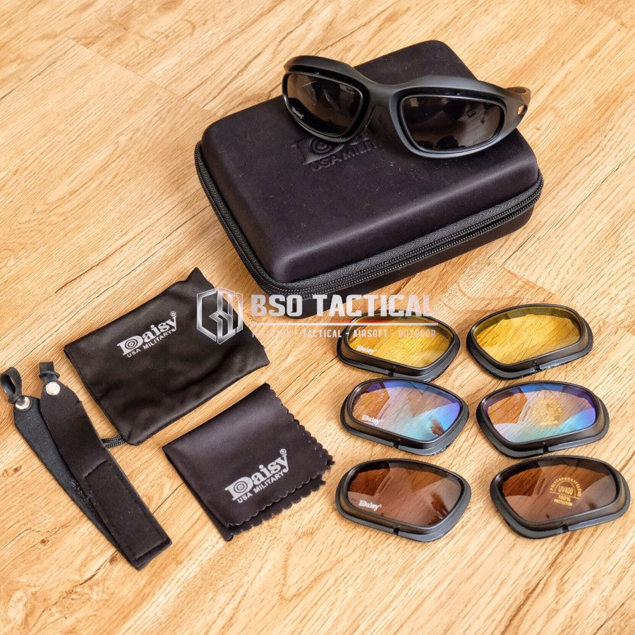 Kacamata Tactical Daisy C5 Outdoor Goggle Sunglasses 4 Lens