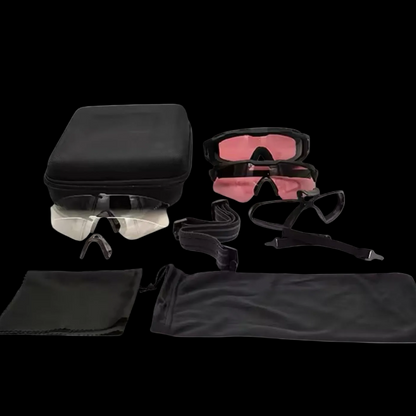 Kacamata Tactical Alpha Combo with Goggle Sunglasses for Outdoor Sport with Free Lens
