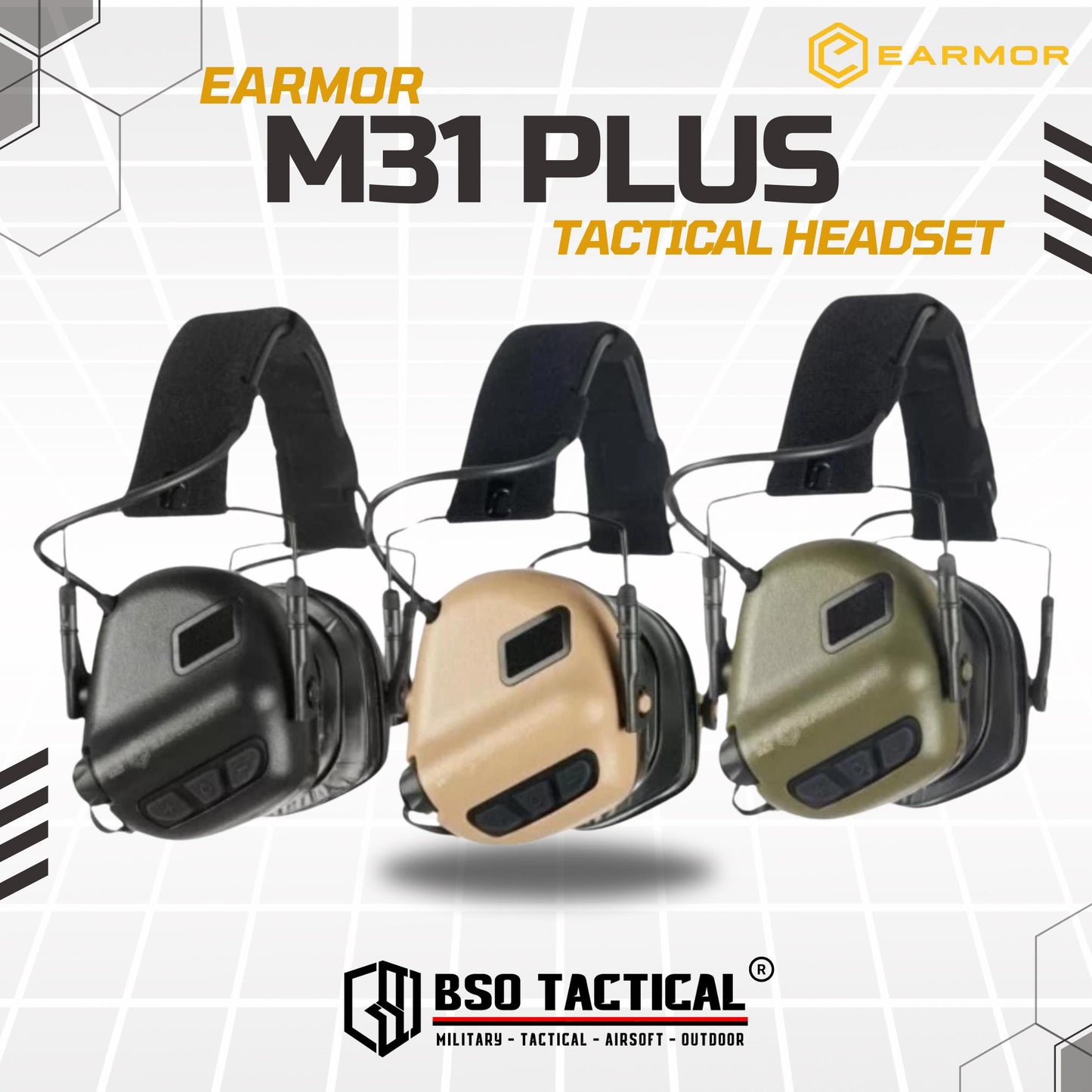 Earmor M31 PLUS Safety Hearing Protector Version Earmuff Earphone Headset Earbuds Headphone - ORIGINAL