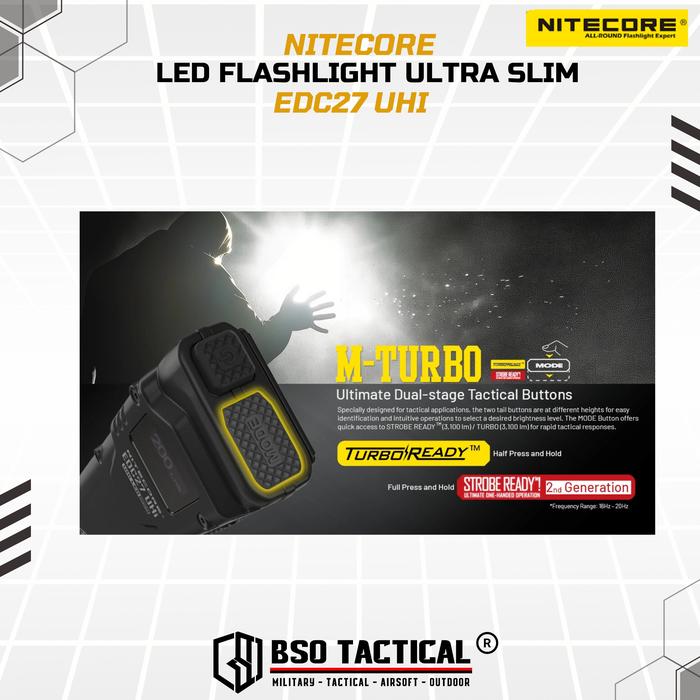 NITECORE Senter LED Flashlight Ultra Slim UHi 20 OLED 3100 Lumens - EDC27 UHi