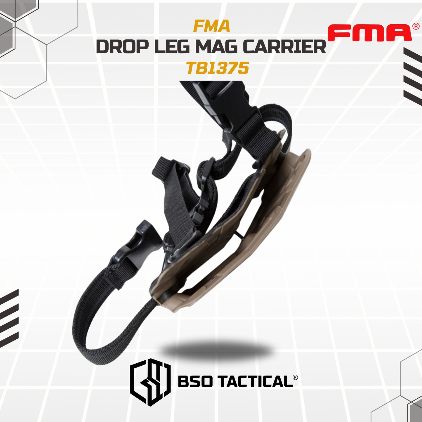 FMA Holster Paha Tactical Drop Leg Mag Carrier Pouch 556 Double Slot - TB1375