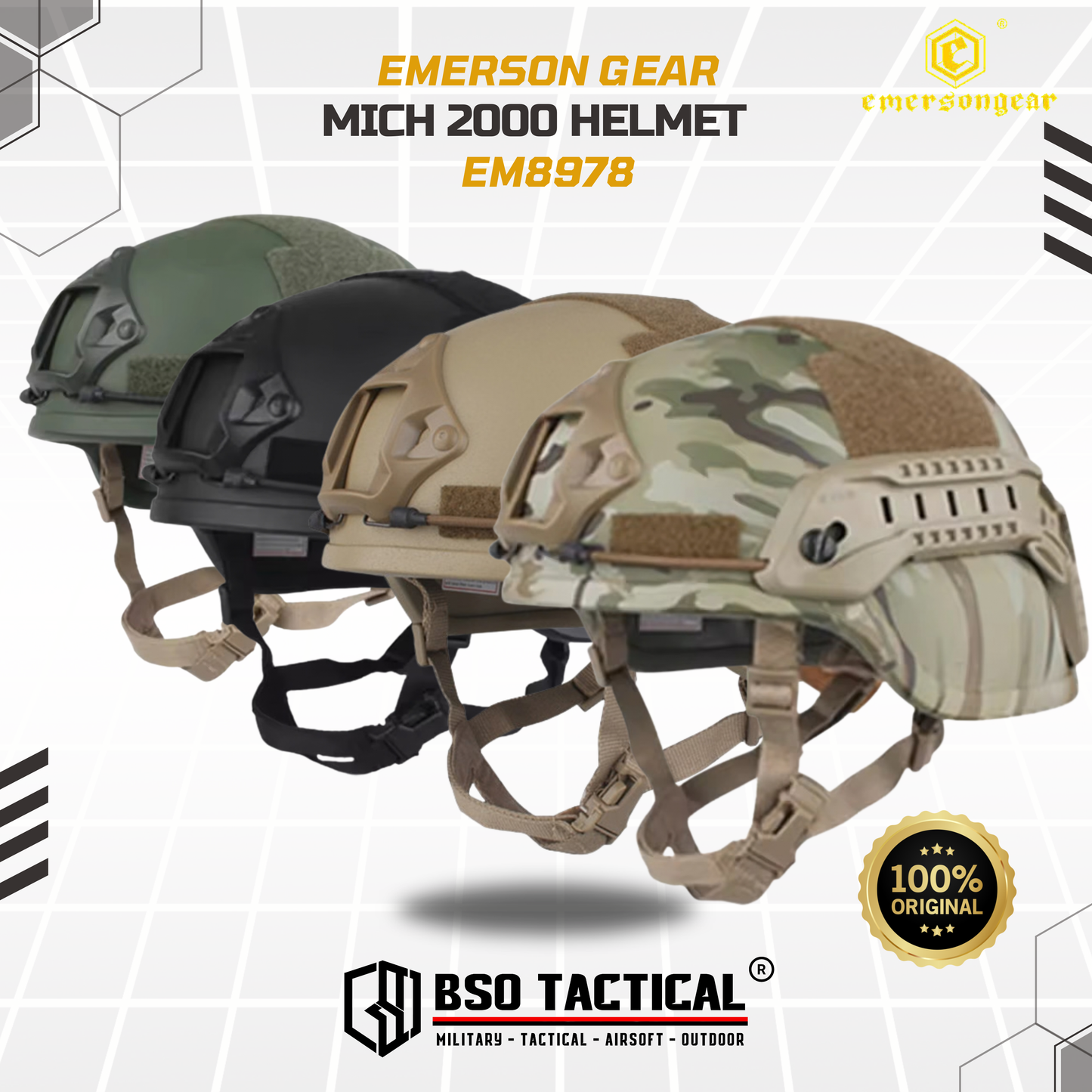 Emerson Gear MICH 2000 Tactical Helmet - EM8978 ORI