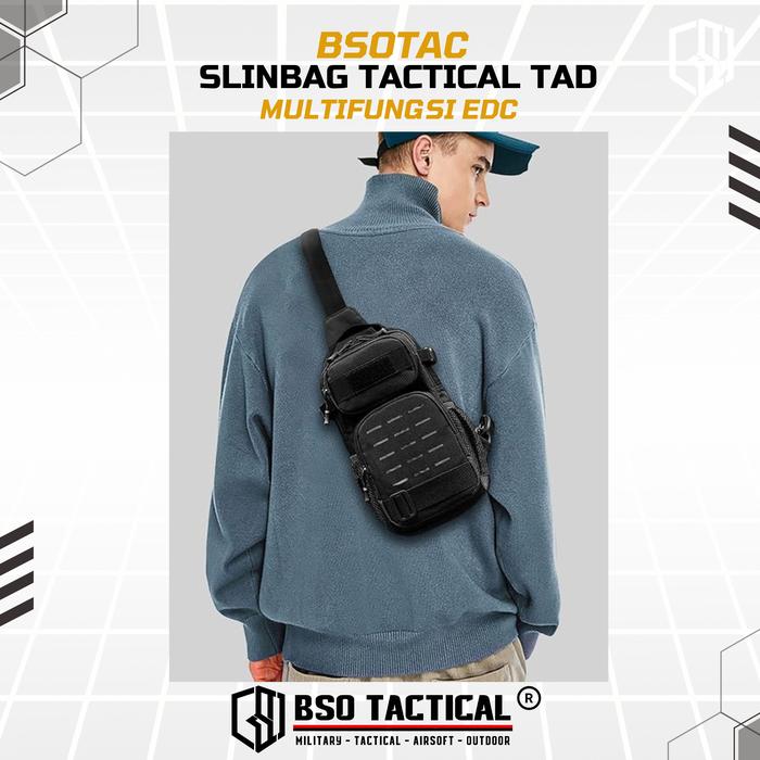 BSOTAC Tas Selempang Tactical Sling Bag EDC Casual Day Pack Laser Cut New Model dengan Kapasitas Besar dan Sistem MOLLE untuk Aktivitas Outdoor - Portable