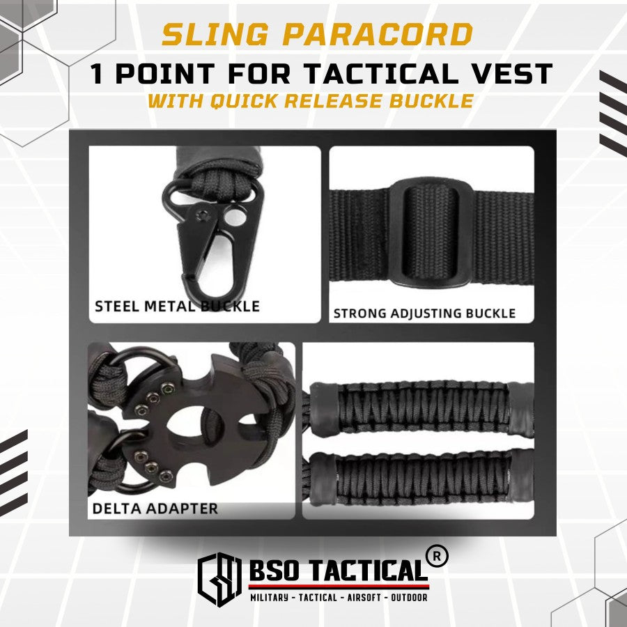 Tali Sandang Tactical Sling V.1 Paracord Vest Lanyard 1 Point Adjustable