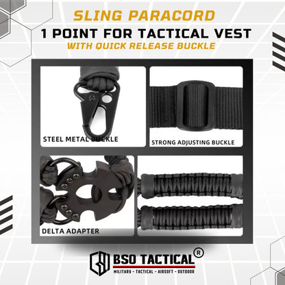 Tali Sandang Tactical Sling V.1 Paracord Vest Lanyard 1 Point Adjustable