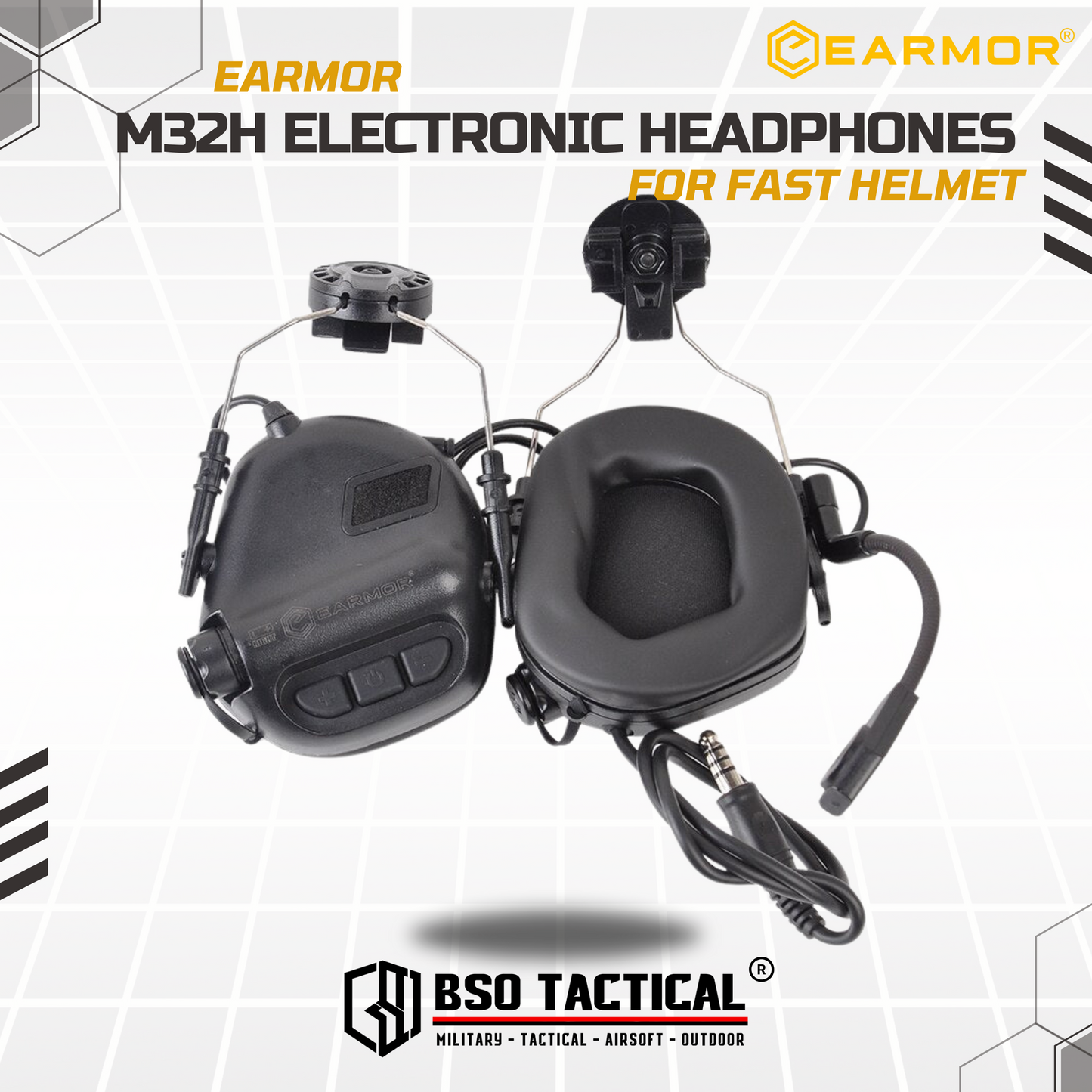 Earmor M32H Helmet-Mounted Tactical Headset ARC Rail
