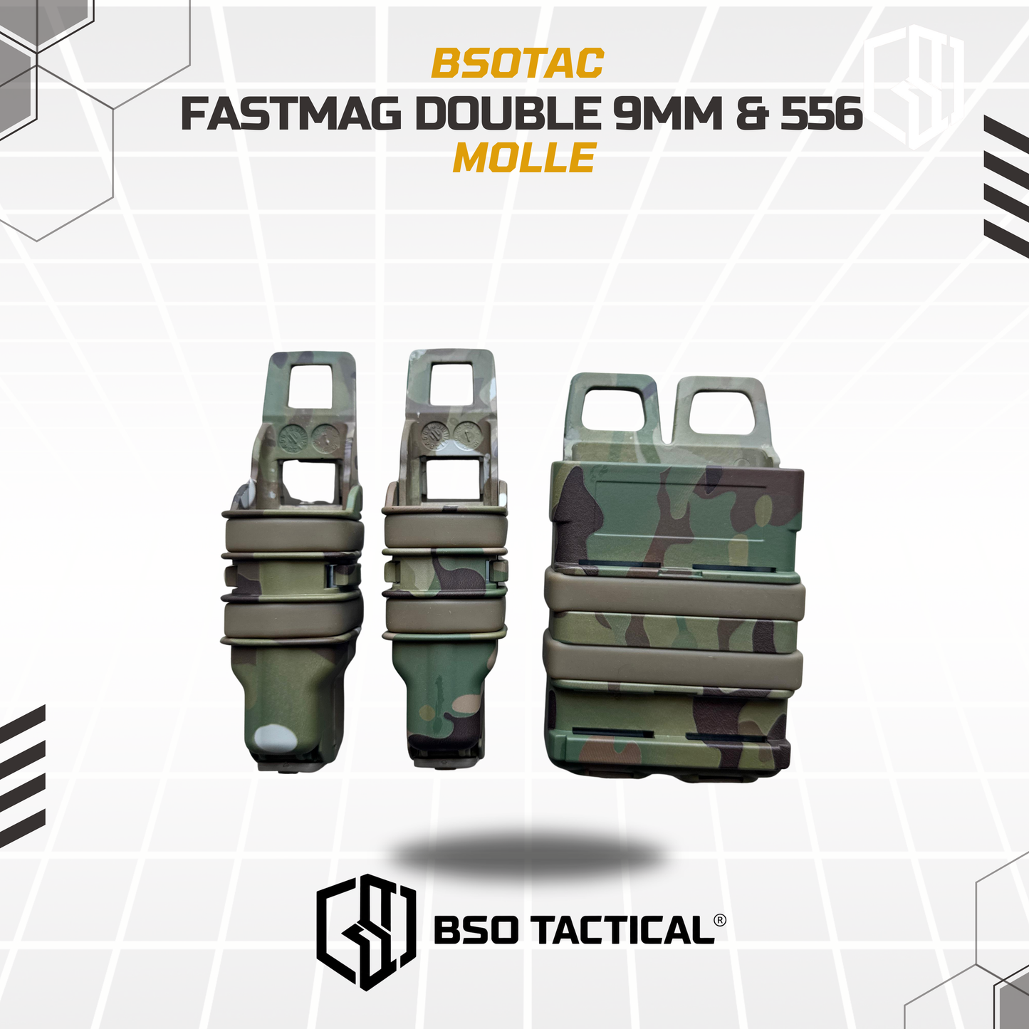 Fastmag Double Mag Pouch Single 9mm Single 556 Combo Set Holster Molle