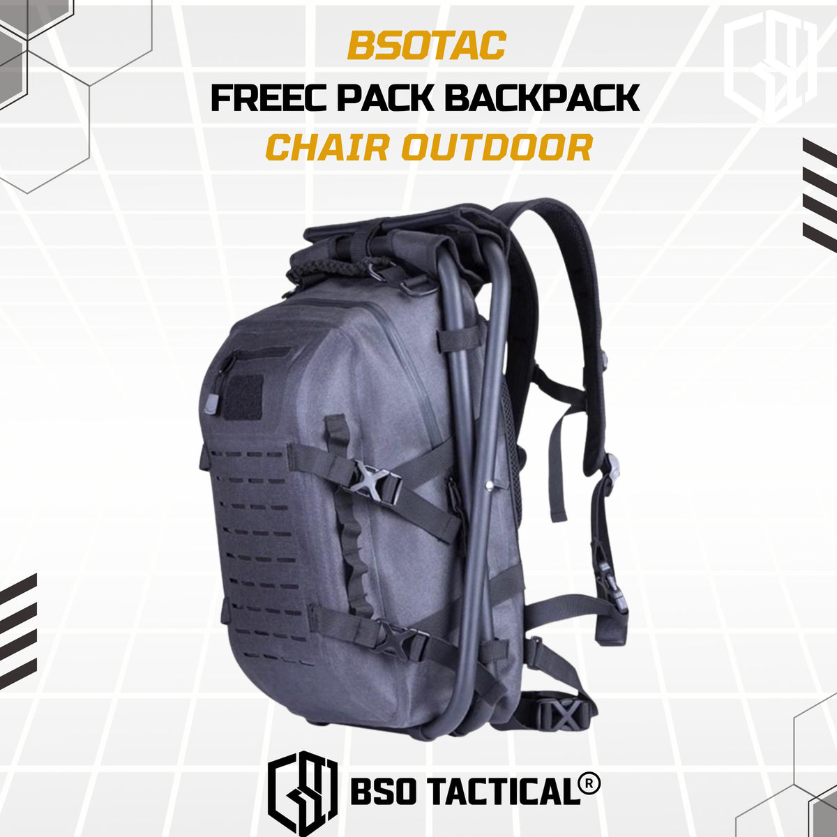 Freec Pack Tactical Outdoor Backpack Chair Camping Hiking Bag Molle