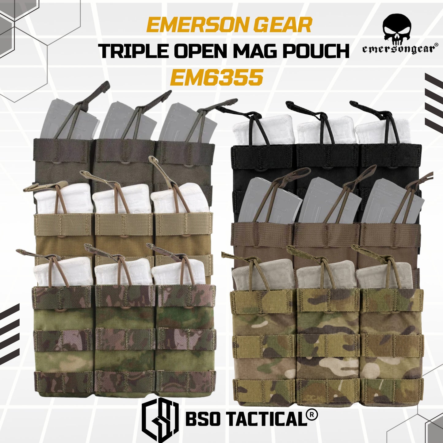 Emerson Gear Pouch Molle Triple Open Mag Pouch 500D Bag