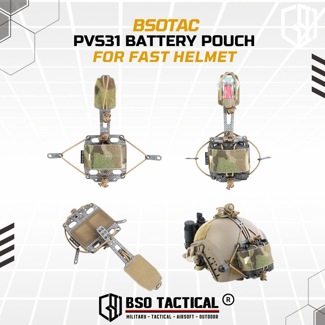 FC Style Tactical Battery Case PVS31 Pouch for Helmet Retention System