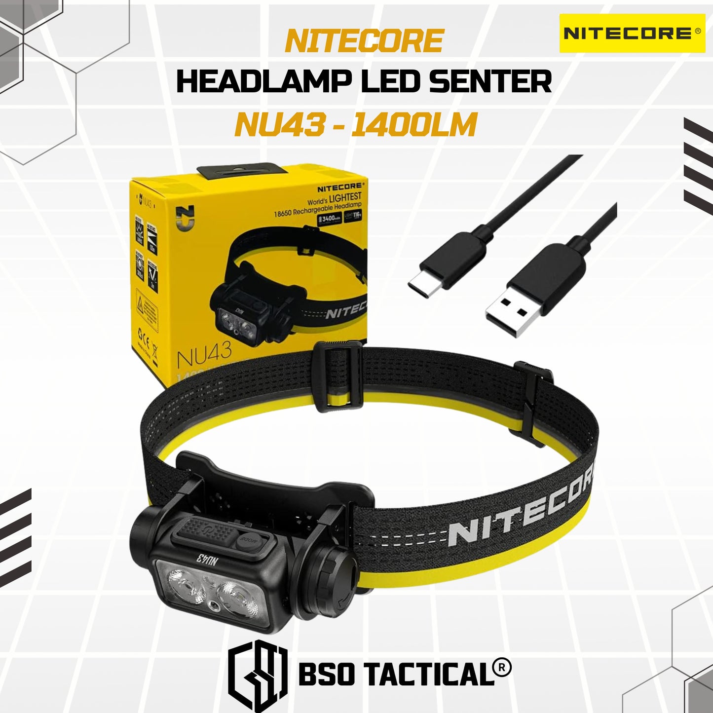 NITECORE Senter Kepala Headlamp LED IP68 1400 Lumens - NU43