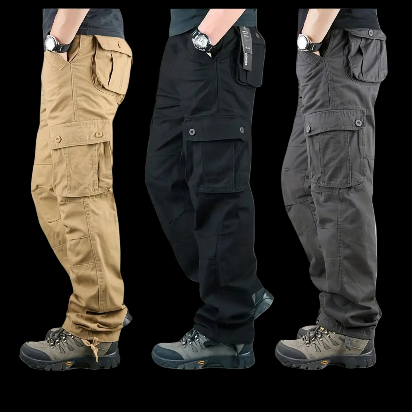 Celana Outdoor Cargo Long Tactical Pants Canvas 6 Pockets Casual Loose Pria Panjang Army