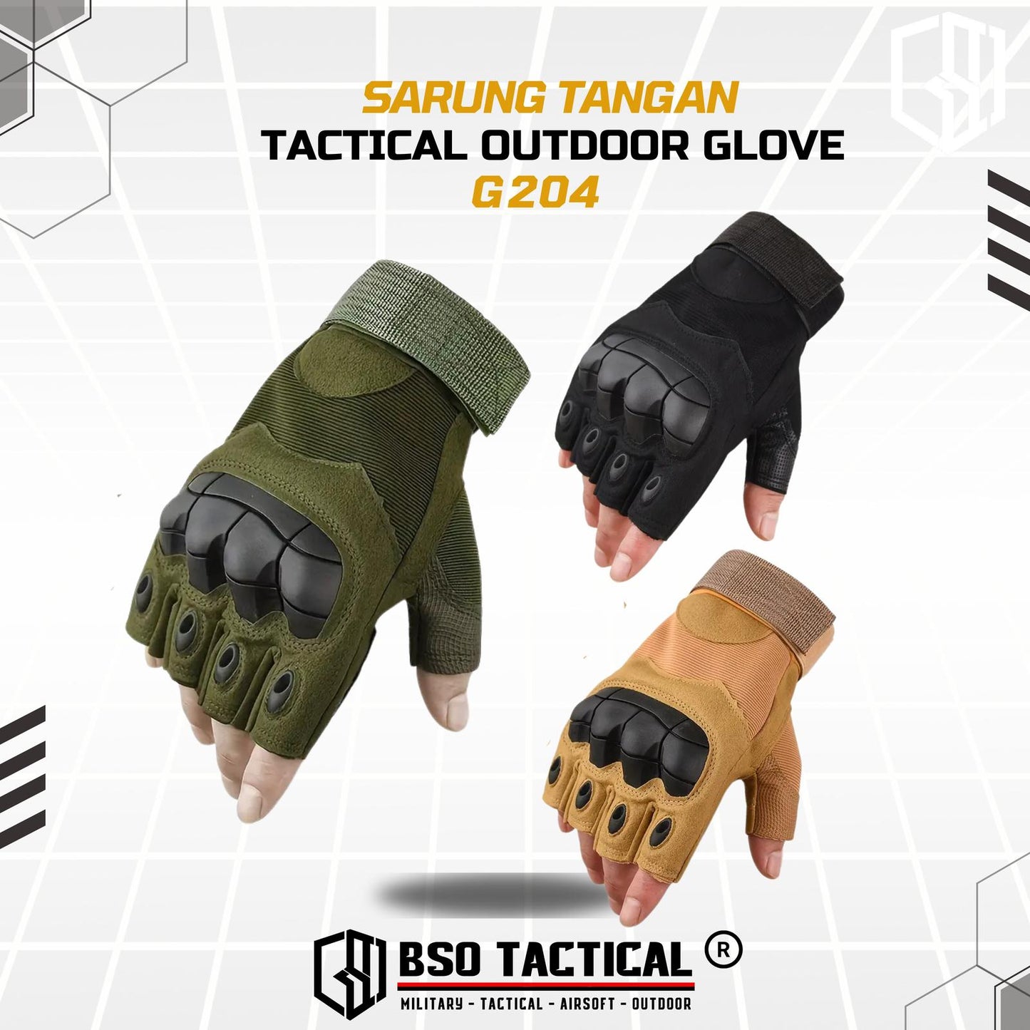 Sarung Tangan Tactical G3 Fingerless Outdoor Glove G204