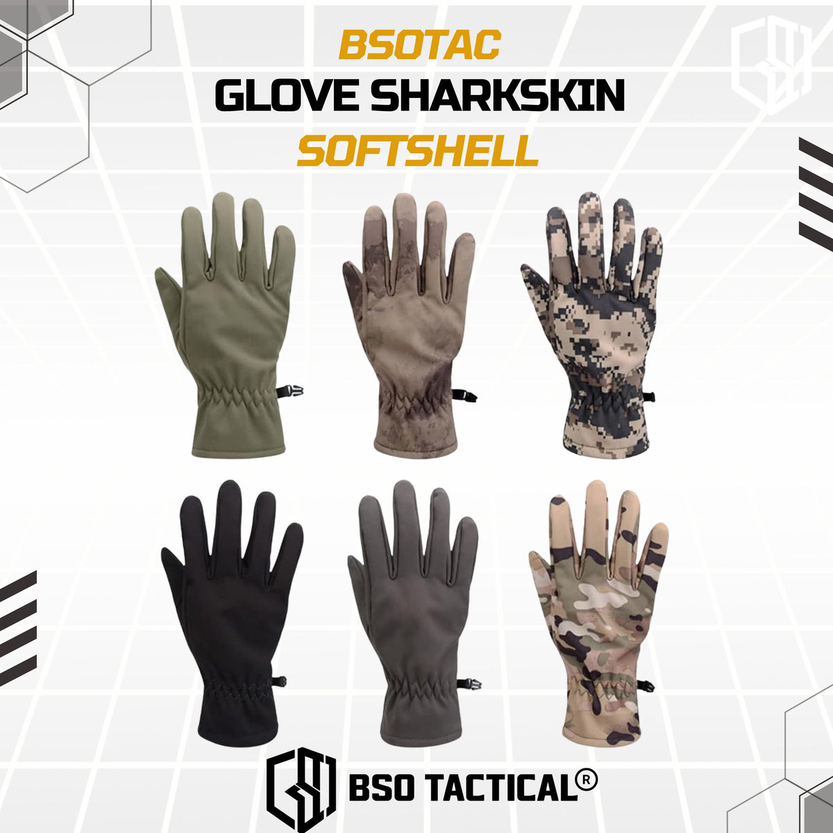 Sarung Tangan Thermal Outdoor Glove Sharkskin Softshell Sport Camo Full Finger Waterproof Windproof Fleece Bahan Nylon Polyester Polar Hangat