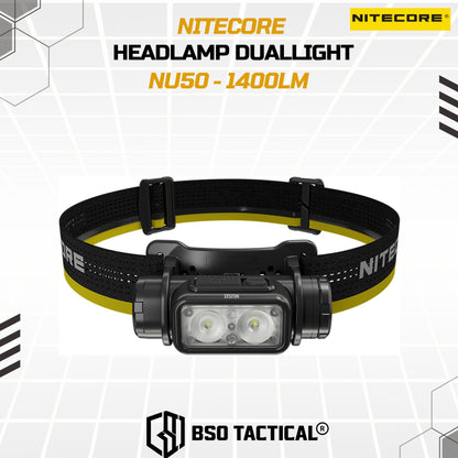 NITECORE NU50 Senter Kepala Headlamp Duallight IP68 1400LM 4000Mah - ORIGINAL