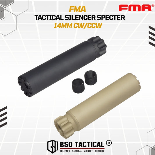 FMA Tactical Airsoft Silencer SPECTER Style 14mm CW CCW Alumunium