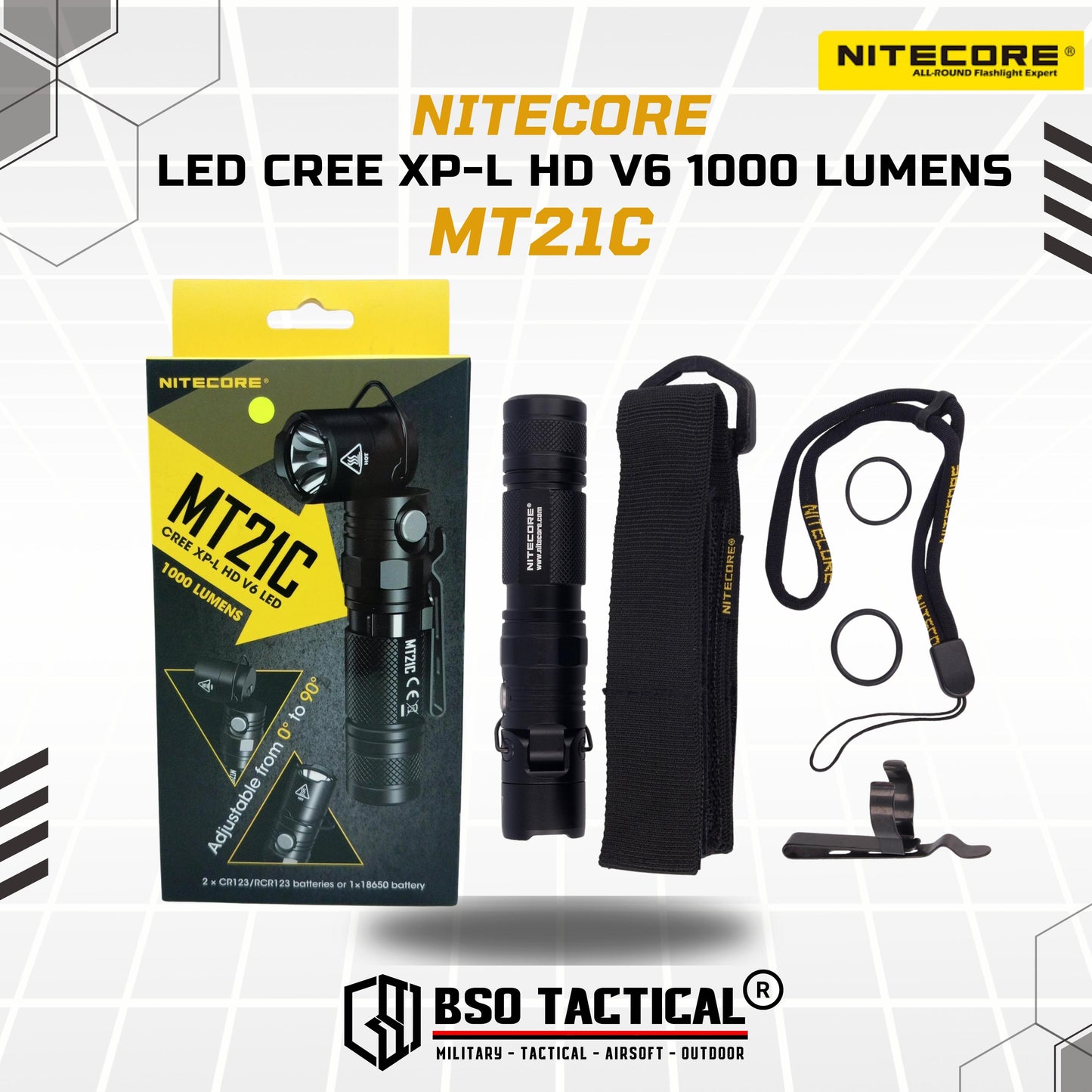 Nitecore MT21C Senter Tactical LED CREE XPL HD V6 1000 Lumens Flashlight - ORIGINAL