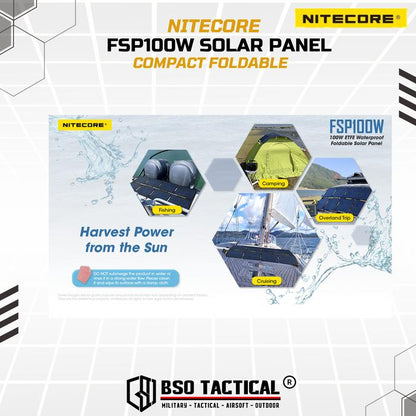 NITECORE FSP100 Solar Panel Portable Foldable High Efficiency 100W IPX5