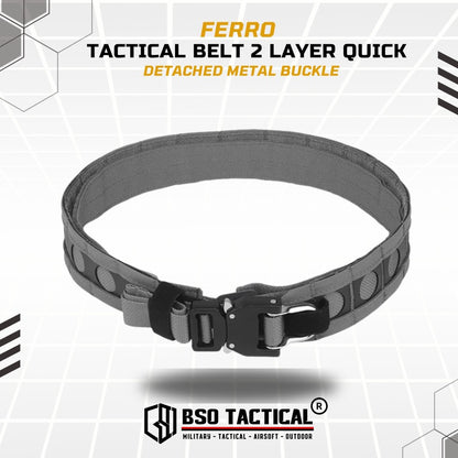 Ferro Style Bison Tactical Belt 2 Layer Quick Detach Metal Buckle IPSC Outdoor Multicam & Black 500D CORDURA Nylon Ringan dan Profil Rendah